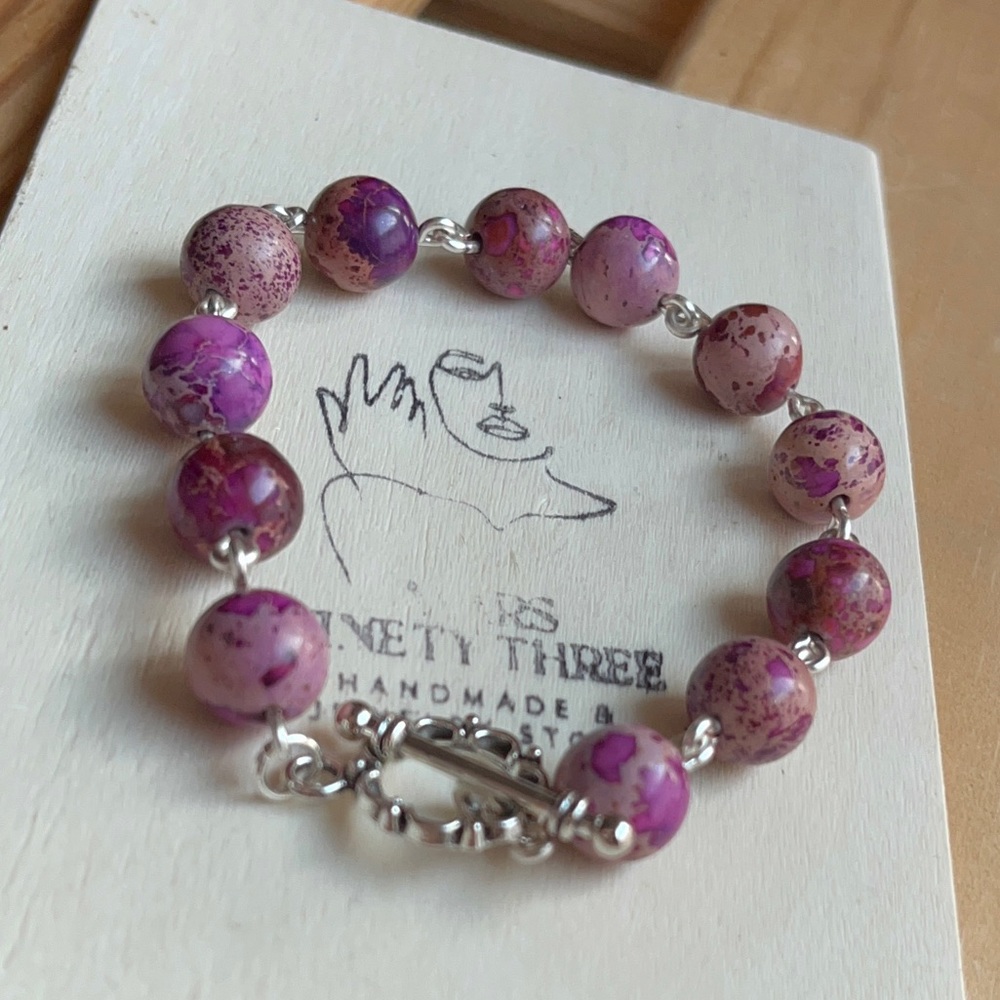 (Silver) PINK IMPERIAL JASPER - Picture 2 of 2